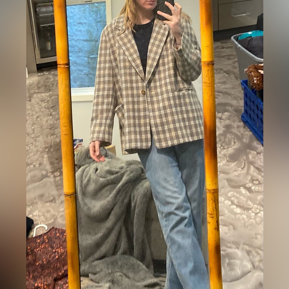 Plaid Wool Blazer - image 2